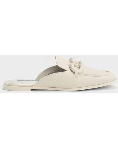 Charles & Keith Chunky Chain Loafer Flats - Natural