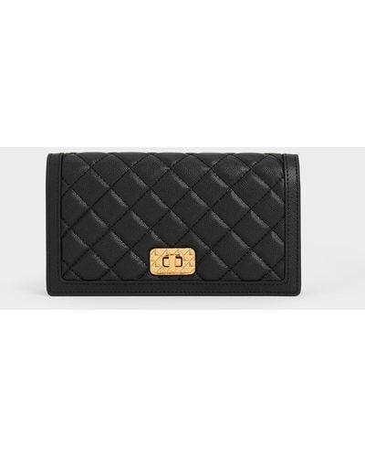 Charles & Keith Micaela Quilted Long Wallet - Black