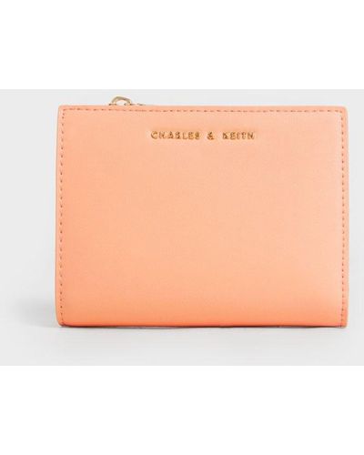 Charles & Keith Mini Top Zip Small Wallet - Orange