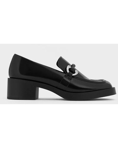Charles & Keith Catelaya Metallic Accent Loafer Court Shoes - Black