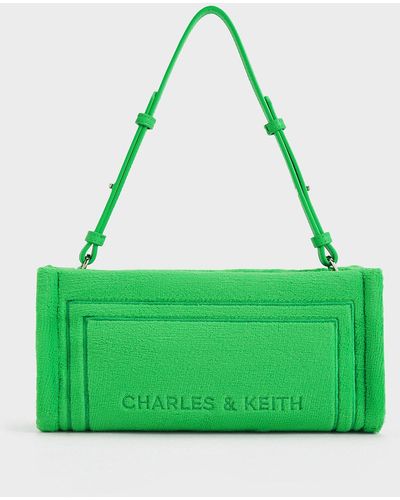 Charles & Keith Loey Textured Shoulder Bag - Green