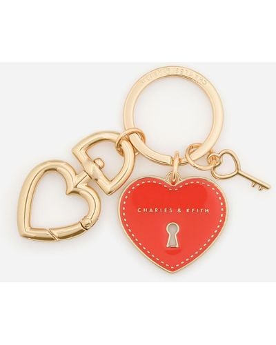 Charles & Keith Heart Lock Keychain - Red
