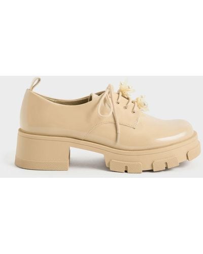 Charles & Keith Hayden Bead-embellished Patent Oxfords - Natural