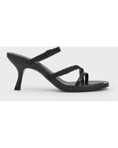 Charles & Keith Strappy-lace Thong Sandals - Black