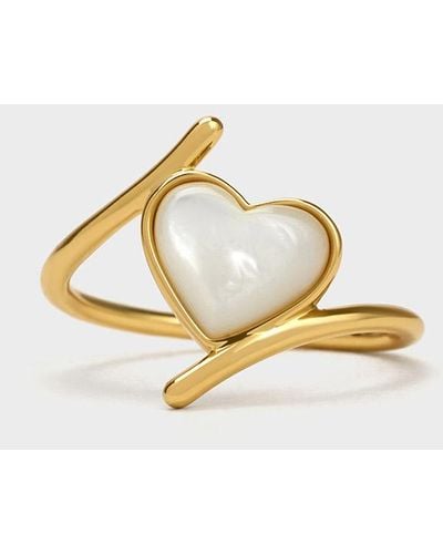 Charles & Keith Annalise Heart Stone Ring - White