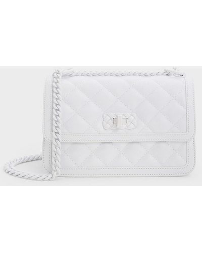 Charles & Keith Micaela Quilted Chain Bag - White