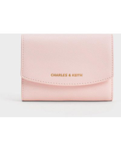 Charles & Keith Curved Front Flap Wallet - Pink
