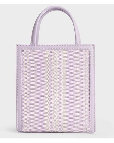 Charles & Keith Woven Double Handle Tote Bag - Pink
