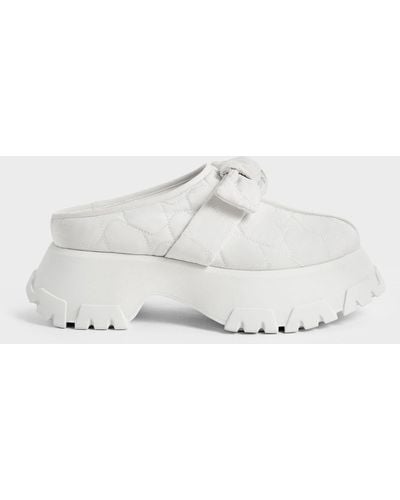 Charles & Keith Recycled Polyester Knotted Platform Mules - White