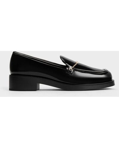 Charles & Keith Lexie Metallic-accent Loafers - Black