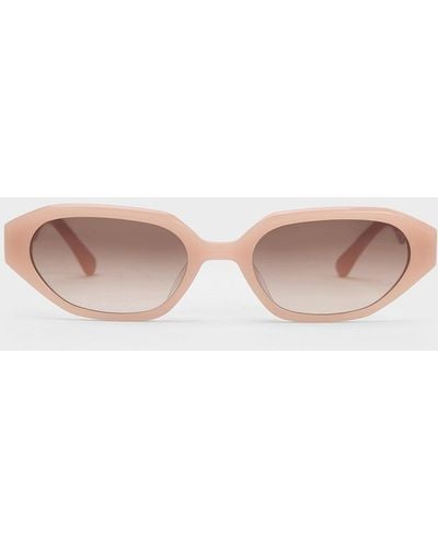 Charles & Keith Acetate Oval Sunglasses - Pink