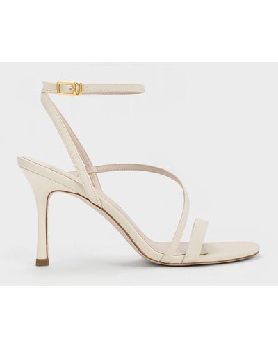Charles & Keith Asymmetric Strappy Heeled Sandals - White