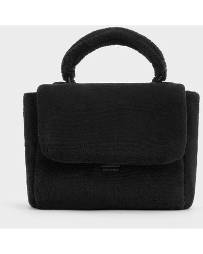 Charles & Keith Loey Textured Top Handle Bag - Black