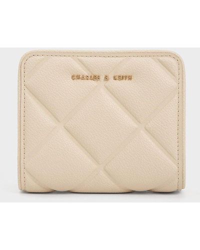 Charles & Keith Anwen Quilted Zip-around Wallet - Natural