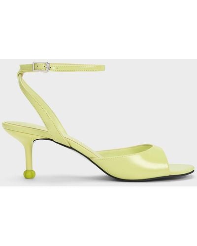 Charles & Keith Sculptural Heel Ankle-strap Court Shoes - Metallic