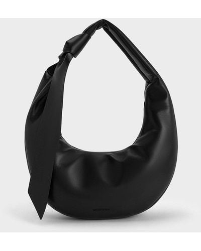 Charles & Keith Toni Knotted Curved Hobo Bag - Black