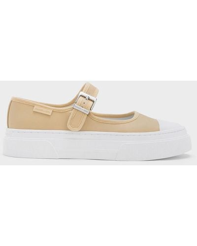 Charles & Keith Two-tone Mary Jane Sneakers - White