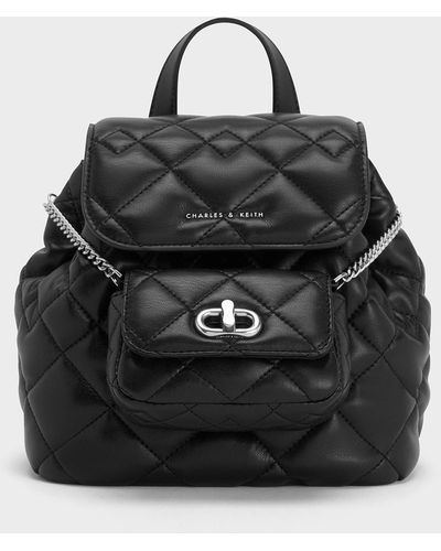 Charles & Keith Aubrielle Quilted Backpack - Black