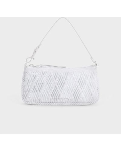 Charles & Keith Geona Knitted Phone Pouch - White