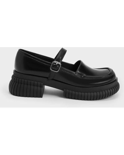 Charles & Keith Buckled Mary Jane Loafers - Black