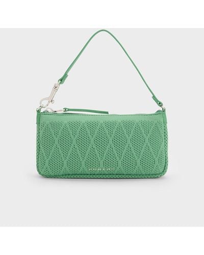 Charles & Keith Geona Knitted Phone Pouch - Green
