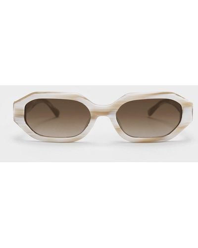 Charles & Keith Gabine Recycled Acetate Oval Sunglasses - Natural