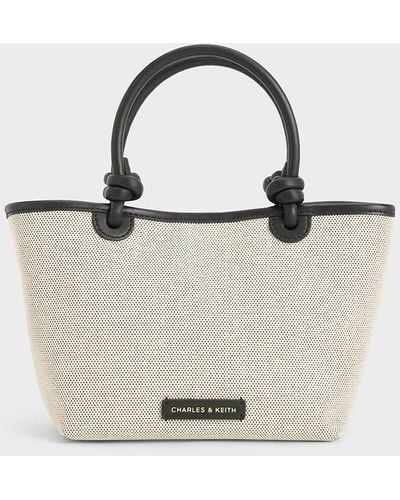 Charles & Keith Sabine Canvas Knotted-handle Tote Bag - Natural
