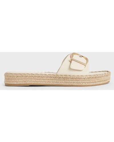 Charles & Keith Buckled Espadrille Sandals - White