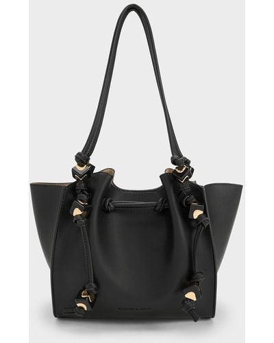 Charles & Keith Cube Trapeze Tote Bag - Black
