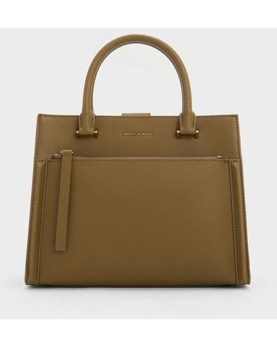 Charles & Keith Anwen Structured Tote Bag - Green