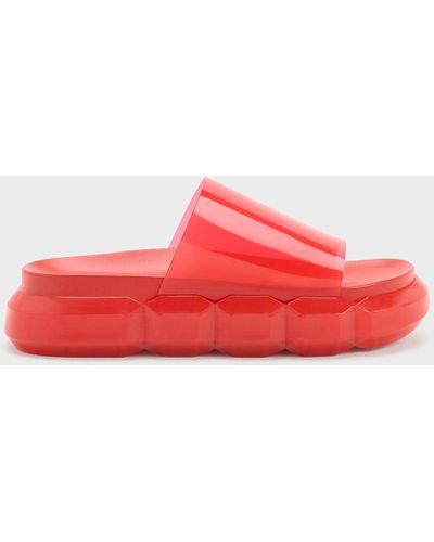 Charles & Keith Fia See-through Slide Sandals - Red