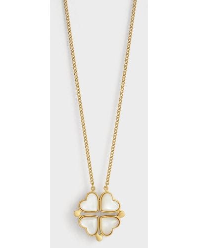 Charles & Keith Annalise Clover Heart Necklace - White