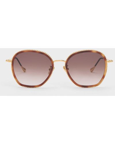 Charles & Keith Twisted Metallic Butterfly Sunglasses - Pink