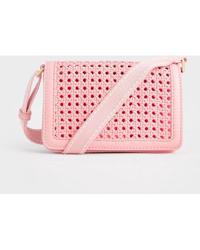 Charles & Keith Cecily Woven Shoulder Bag - Pink
