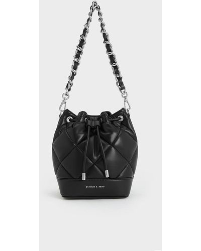Charles & Keith Lin Quilted Bucket Bag - Black