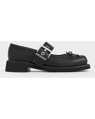 Charles & Keith Bow Buckled Mary Janes - Black