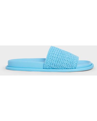 Charles & Keith Knitted Slide Sandals - Blue
