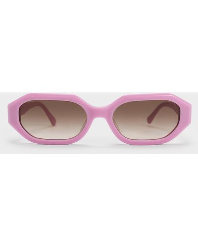 Charles & Keith Gabine Recycled Acetate Oval Sunglasses - Pink