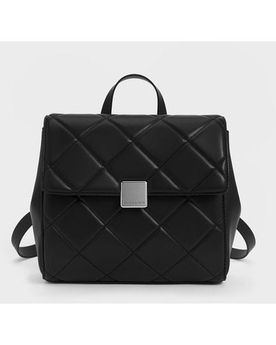 Charles & Keith Lucy Quilted Backpack - Black