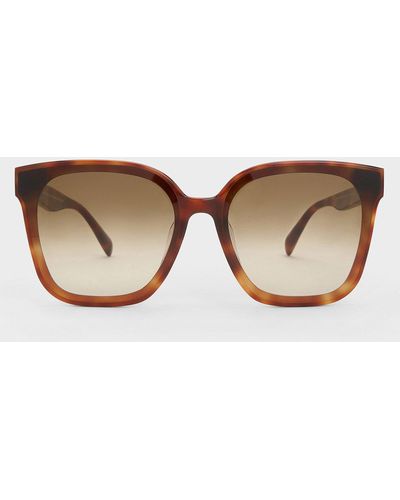 Charles & Keith Gabine Tortoiseshell Oversized Butterfly Sunglasses - Brown