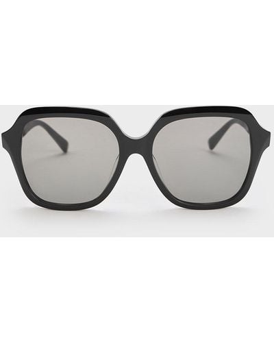 Charles & Keith Recycled Acetate Wide-square Sunglasses - Grey