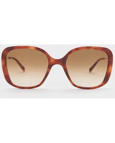 Charles & Keith Recycled Acetate Tortoiseshell-frame Butterfly Sunglasses - Natural