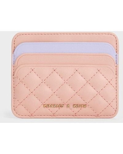 Charles & Keith Quilted Multi-slot Card Holder - Pink