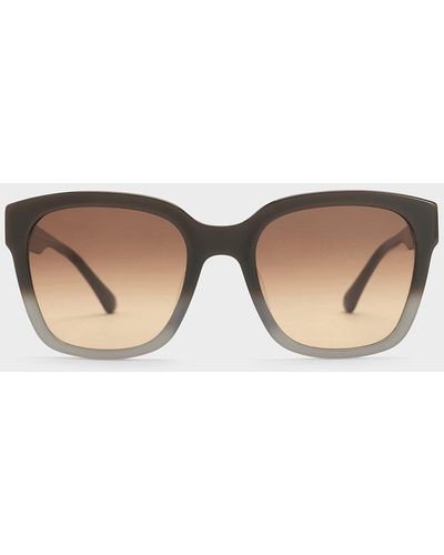 Charles & Keith Recycled Acetate Square Sunglasses - Natural