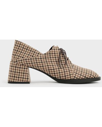Charles & Keith Houndstooth-print Step-back Oxford Pumps - Brown