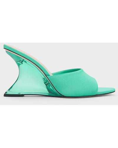 Charles & Keith Recycled Polyester Sculptural Heel Wedges - Green