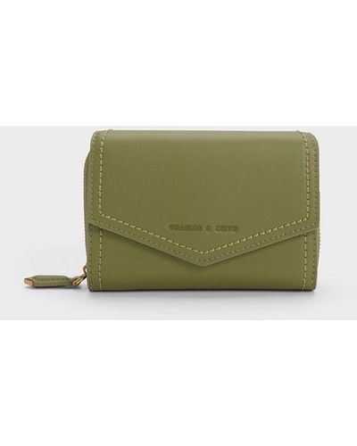 Green Midori Geometric Top-Zip Wallet - CHARLES & KEITH US