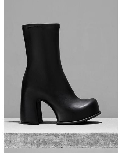 Charles & Keith Pixie Platform Ankle Boots - Black