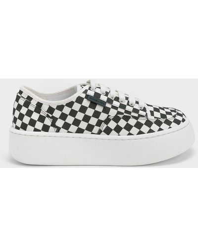 Charles & Keith Skye Checkered Canvas & Cotton Sneakers - Green