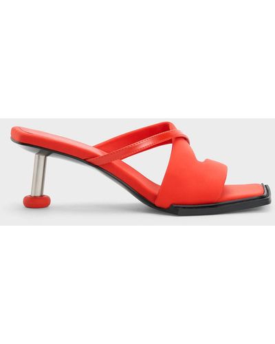 Charles & Keith Crossover Sculptural Heel Sandals - Red